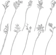 Lawie 10 Pack Silver Hair Sticks Flower Leaf Decorative Metal Long Hair Pins Bun Holders Chopsticks for Hair Chinese Hanfu Costume Retro Vintage Fancy Headpieces Accessories for Women Girls