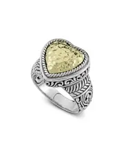 Samuel B. 18K & Silver Hammered Heart Ring