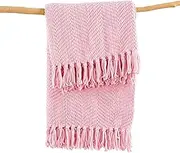 [Home Soft Things] Knitted Solid Color Bed Sofa Couch Cover Throw Blanket, Candy Pink, 50" x 60" (127 cm x 152 cm)