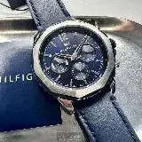 在飛比找遠傳friDay購物優惠-新品牌46mm八角形銀藍雙色精鋼錶殼寶藍色錶盤真皮皮革寶藍錶