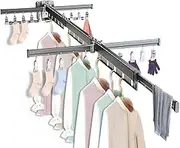 Garqitwan Aluminum Wall-Mounted Clothes Drying Rack, Tri-Fold Retractable, Space Saving, Indoor/Outdoor Use, 200 lbs Capacity