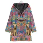 Airedale Pastel Floral Cotton Jacket Coat Hooded Cloak Matisse Dog Lover Gift