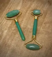 Two Face Massager Jade Rollers Skin Care for Face, Eyes, Neck, Relieves Wrinkles