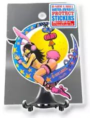 Bunny Girl Sticker from Japan Sitting Crescent Moon Quirky Decal B-Side Label