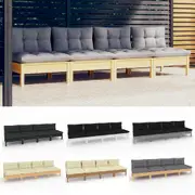 Solid Pinewood 4-Seater Garden Sofa with Cushions Patio Multi Colours vidaXL