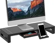 Monitor Stand Riser - Desk Shelf Stand with Drawer - Foldable 20.47Inch Adjustable with Drawer Riser for Desktop Tv Laptop Home Table Workplace Printer