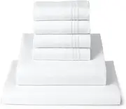 Mellanni Queen Sheet Set - 6-Piece Iconic Collection Bedding, (Including 4 Pillowcases), 16-Inch Deep Pocket, Easy Care, Extra Soft, Cooling Sheets, Brushed Microfiber - White