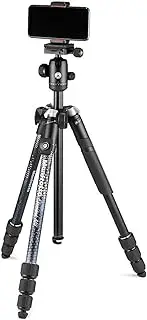 Manfrotto Element MII Camera and Phone Tripod, Travel Tripod in Aluminium with Ball Head and Bluetooth, for Smartphones and Compact Cameras, CSC, DSLR, Photography Accessories, Content Creation, Vlog