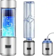 Hydrogen Water Bottle Hydrogen Water Generator Ionizer with Inhaler and Bottle Adapter Hydrogenated Water Bottle with SPE PEM Technology Make Hydrogen Content Up to 4500-5000 PPB 300 Ml