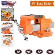 6 Inch Industrial Ductile Iron Bench Vise with Dual Locking Swivel Base