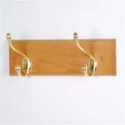 Wooden Mallet HCR-2BLO Double Hook Coat Rack in Light Oak - Brass