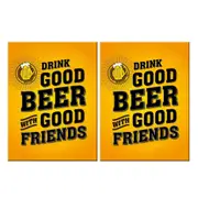 2PK Nostalgic Art Drink Good Beer Printed Fridge Rectangle Magnet Decor 6x8cm