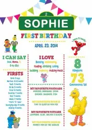 YEAR of 1st Milestone Chalkboard Birthday Print Sesame Street - Elmo Big Bird