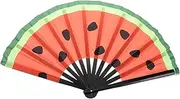 iplusmile Glowing Japanese Watermelon Bamboo Folding Fan Stage Props Fan Hand for Rave Decorative for Party Lightweight and Portable