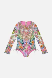 KIDS RUCHED SIDE PADDLESUIT 12-14 FLOWERS OF NEPTUNE