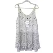 See by Chloe Ruffle Pleated Tiered Mini Shift Printed Tank Dress FR 44/US 12