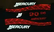 Mercury outboard decals 20 - 90 HP Custom Red Diamond Plate Marine vinyl