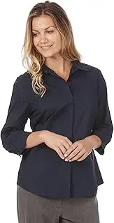 [LIZ JORDAN] Womens - Tops - Summer - Blouse/Shirt - Blue - 3/4 Sleeve - Relaxed Fit - Length Regular - Navy Blazer - Office Wear - Work Clothes