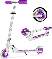 BELEEV V1 Scooter for Kids, 2 Wheels Folding Kick Scooter for Children Girl and Boys, 3 Adjustable Height, Flashing Light up Wheels, Lightweight Scooter with Sturdy Frame, Kickstand, Age 3-12
