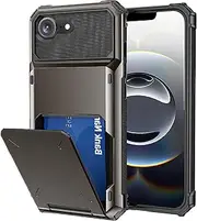 Wallet Case for iPhone 16e Case,iPhone SE 2025 Case with Card Holder[Store 5 Cards] Hidden Card Slot Heavy Dual Layer Shockproof Cover Protective Phone Case for iPhone 16e/SE 4-2025,Grey