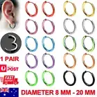 2PCs Surgical Steel Huggie Clicker Hoop Ring Earrings Lip Ear Nose Body Piercing