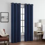 ECLIPSE Andover Solid Tripleweave Thermal Blackout Grommet Curtains for Bedro...