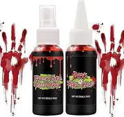 Halloween Fake Blood Makeup Kit, 2X Vampire Blood, Scary Washable Blood, Realistic Face Paint for Halloween, Makeup, Cosplay, Stage, Horror Film