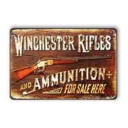 3x Winchester Rifles Tin Sign Ammunition Rustic Man Cave Bar