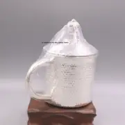 Solid S999 Fine Silver Tea Cup Handmade With Lid Handle Coffee Mug Cup 4inchH