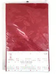 'Merry Brite' Holiday Fabric Tablecloth - Red Brocade - 52"x70"- VTG–NRFB