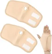 2Pcs Castor Oil Pack Wrap for Hands, Reusable Organic Cotton Castor Oil Pads, Adjustable Hand Wraps, Prevent Leakage, Left and Right Hands (Khaki)
