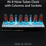 IN-8 Nixie Tubes Clock with Columns and Sockets Temp F/C Slote Mach [WITH TUBES]