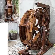 Outdoor Waterwheel Fountain for Outdoor Garden with Stand, Wooden Waterwheel Fountain for Terrace Pond Pool, Garden Decorative Water Feature, Retro Country Decoration (Size : 80cm(31.5inch))