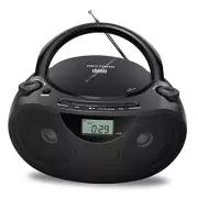 Portable CD Boombox with Bluetooth, USB, Radio, and Bass Boost - Black