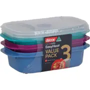 Decor Microsafe Jewel Microwavable Container Set 900mL x 3 pack