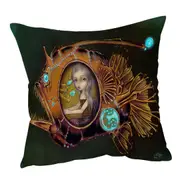Steampunk Anglerfish Submarine Violet Eyed Girl Cushion Cover