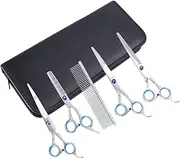 VERDANVERSE 1 Set Stainless Steel Dog Grooming Scissors Kit Professional Pet Hair Trimming Scissors with Curved Shears and Thinning Shears for Dogs and Cats Easy to Clean and Durable