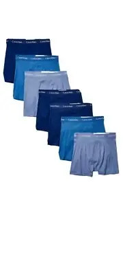 Calvin Klein Men's Cotton Classics 7-Pack Boxer Br - BLUE. Size XL....