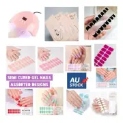 22 Pcs Semi Cured Gel Nail Sticker Full Wrap Uv Lamp Cured Nail Art Decal