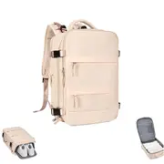 Large Travel Backpack Hiking Weekend Bag for Outdoor Gym Travelling for Men Women -Beige