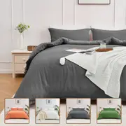 LINENOVA 100% Cotton Waffle Quilt Cover Set Soft Cotton Reverse Soft and Breathable For All Season