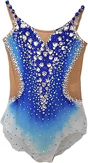 [JoyCan] rhythmic gymnastics suit Skin-tight garment with diamonds Diamond Gymnastics Dress Blue Girls' Dance Dress