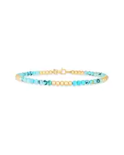 14K Italian Gold 4.25 ct. tw. Turquoise Beaded Bracelet