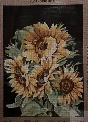 needlepoint Tapestry Gobelin Canvas Only Sunflowers 45x60cm