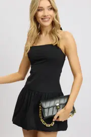 Black Bubble Dress Mini Halter Neck - Size 12M, Women's Skater Dress