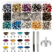 600Set 12Colors 5mm Copper Grommet Eyelet Snap Button Kit For Leather Craft