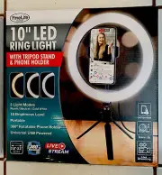 10" LED RING LIGHT W/TRIPOD STAND & PHONE HOLDER- DIMMABLE-"FINE LIFE" #01299