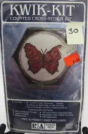 Vtg Ramco Arts Kwik-Kit Counted Cross Stitch Kit 3x3" Butterfly 2F03