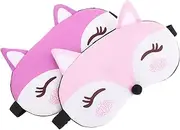Anneome 2pcs Cute Cartoon Fox Sleeping Mask Eye Cover Adorable Fox Design with Elastic Strap Light Blocking for Home Travel and Airplane Use Soft Breathable Material for Comfortable Sleep