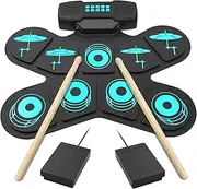 Youngly Portable Electronic Drum Set Kit Tabletop Roll-Up Electric Drum Kids (Pattern 1)